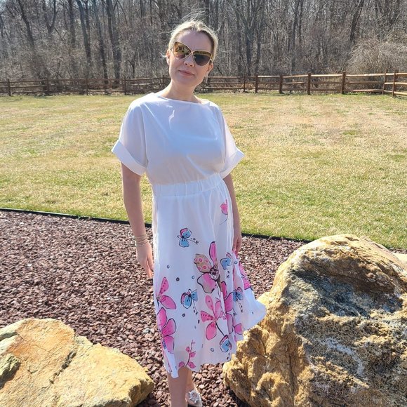 BRAND NEW WHITE  PINK FLORAL DRESS - Picture 5 of 13